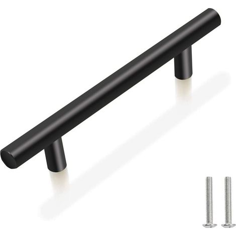 10 Pack Kitchen Cabinet Handles, Black Stainless Steel Furniture Handles, Black Kitchen Door Handles, 128mm Center Distance, Drawer Handles, Cabinet Handles (1/4)