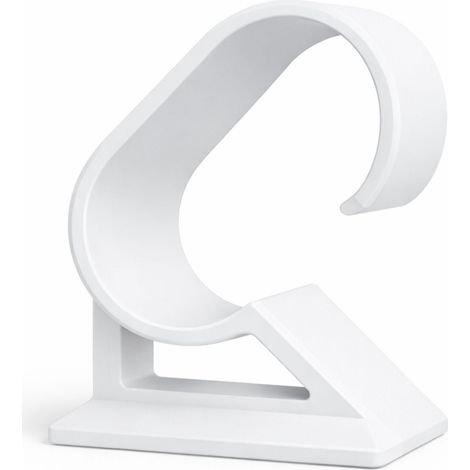 Soporte minimalista blanco para relojes, ideal para tocador o escritorio.