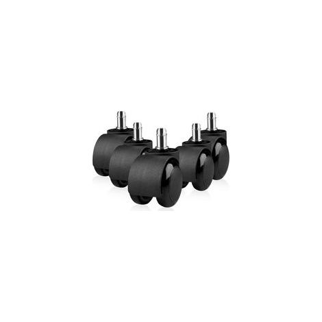 5 pièces roulette chaise de bureau 11mm x 22mm 360° Rotation pour jeu chaises, roulette pivotantes conception à double roue, roulettes de rechange silencieuses sans rayures, noir (1/4)