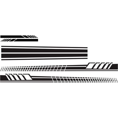 Lot de 5 autocollants pour voiture : bandes adhésives pour carrosserie, portières, capot et rétroviseurs (style course). (1/5)
