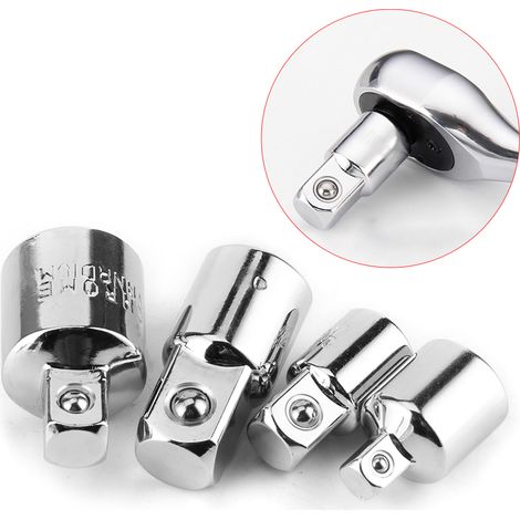 4 Stück 1/4 Zoll 3/8 Zoll 1/2 Zoll Elektroschlüssel-Hülsenadapter-Konverter Chrom-Vanadium-Stahl-Antriebsstecknussgelenk (galvanisiert) (1/5)