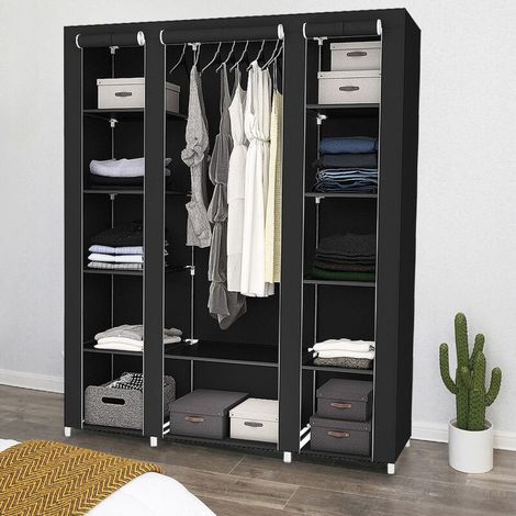 Armoire Pliable - 175 x 150 x 45 cm - Noir - Pour Chambre Salon Garage - 1 Pièce (1/5)