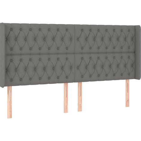 Cabecero accesorio de dormitorio iluminación LED 203 x 16 x 118/128 cm tela gris oscuro TDL0201066 (1/4)