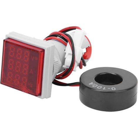 Quadratisches Digitalmultimeter mit 3-stelliger Anzeige, Wechselspannungs-, Strom- und Frequenzmesser, rot (1/5)