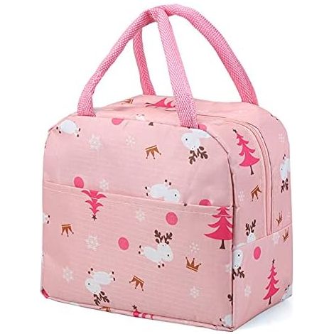 Sac à lunch étanche isotherme et réutilisable (cerf rose),