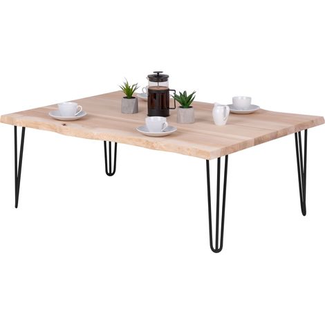 LAMO Manufaktur Banc pour table, tabouret pour salle è manger, plateau avec bord naturel 120x80x47cm (long. x larg. x haut.), Creative, frène sévère, Noir, LWB-01-A-001--9005Cr (1/4)