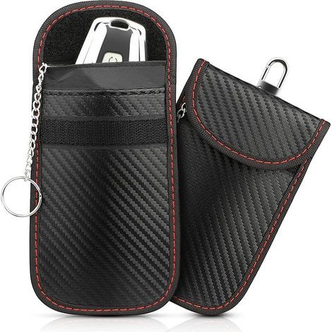Lot de 2 Portab Signal Blocage Faraday Pochette Sac, Anti RFID Clé Voiture, Pochette Anti RFID C Voiture, Protection Antivol Anti Piratage de Télécommande Véhicu (1/5)