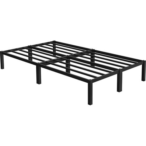 ML-Design Cadre de Lit Noir 120x200 cm avec Sommier à Lattes, Ergonomique, Structure Métallique Robuste, Mobilier d'Invité Design Moderne, Chambre pour Enfants/Adolescents/Adults, Montage Facile (1/5)
