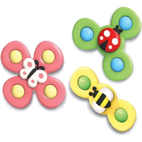 Lot de 3 toupies à ventouses pour bébé, jouets à faire tourner en forme d'insectes, jouets classiques et amusants pour enfants, cadeau d'anniversaire pour enfants, jouets de bain
