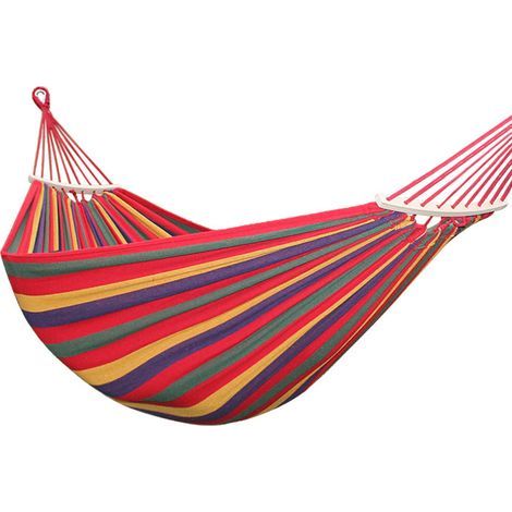 Coton Hamac Grand hamac Souple Respirant Hamac de Camping Peut Supporter jusqu'à 200KG Hamac d'arbre Portable avec Barre d'écartement 260150cm (1/5)