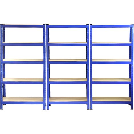 3 x T-Rax 75cm Garagenregal Werkstattregal Kelleregal Regal Industrie 75cm x 30cm x 150cm in Blau
