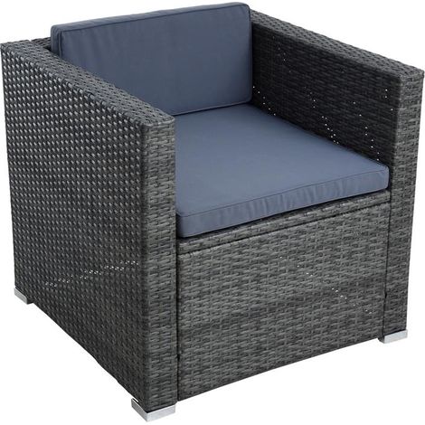 Polyrattan Loungesessel Gartensessel Rattan Sessel Gartenstuhl Anthrazit-Grau (1/5)