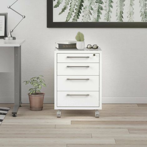 Dmora Commode sur roulettes, coloris blanc, 48,2 x 68,2 x 49,1 cm, avec emballage renforcé (1/5)