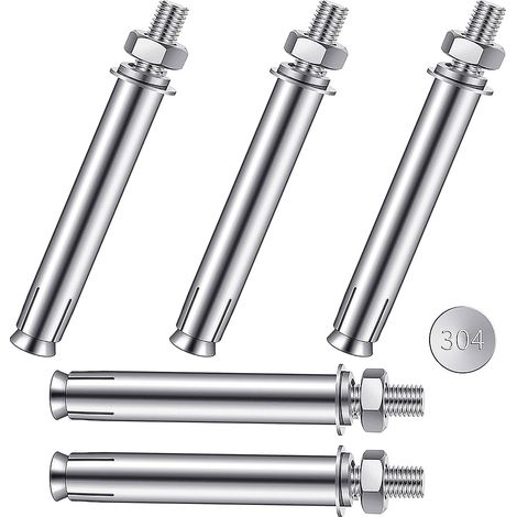 Lot de 5 vis d'ancrage M10 x 100 mm en acier inoxydable pour charges lourdes Vis d'expansion pour la construction murale (1/5)