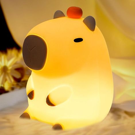 Veilleuse Capybara - 1 Unité - Silicone et ABS - Lumière Chaude Réglable - Chambre Enfant et Salon - Rechargeable USB-C (1/5)