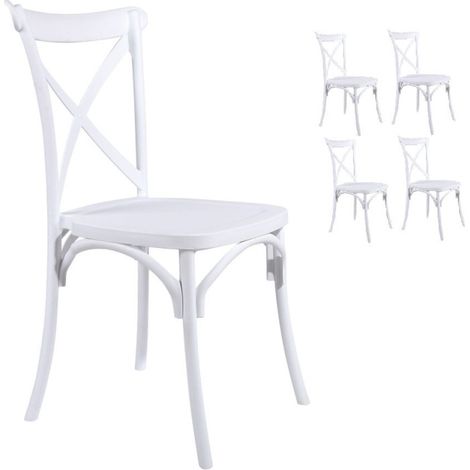 Set 4 sedie bianche stile BISTROT in resina di polipropilene