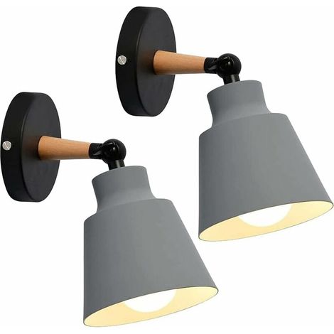 Aplique de pared industrial retro YMYNY, moderno aplique de pared para interiores, lámpara de techo con jaula de metal E27, diseño macarrón para dormitorio, cocina y comedor (paquete de 2, gris) (1/4)