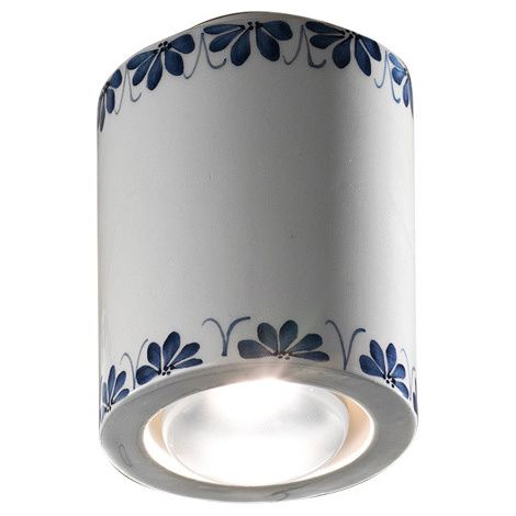 Plafoniera Classica Trieste Bianco Decorato Filo Marrone 1 Luce E14 (1/5)