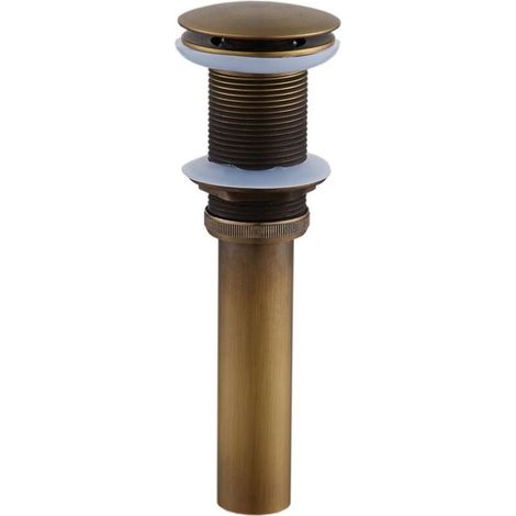 Pop-up Rétro Bouchon Bonde de Lavabo Vidange Clic-clac sans Trop-Plein en Laiton Bronzé Universel Valve Draineur d’Evier Vasque Siphon sans Trou de Débordement Poli- sans Trop-Plein (1/4)
