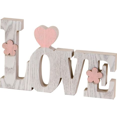 Mopec Decorazione Love, Legno, Bianco, 3 x 20.5 x 12.2 cm (1/2)