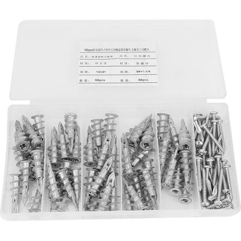 Ancre Pour Placo - Cheville Auto-perceuse En Alliage De Zinc - Pour Plaque De Plâtre - 100 Pièces (1/5)