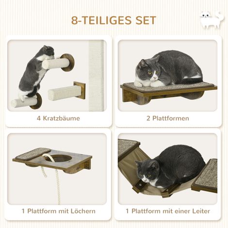 Chat d'escalade mural, set de 8 blocs, jusqu'à 8 kg, solide, marron et crème (1/4)