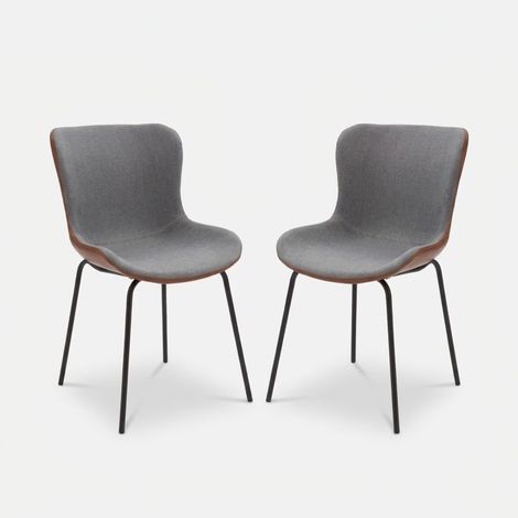 2er Set gepolsterte Esszimmerstühle aus Stoff und Kunstleder Evelin (1/5)