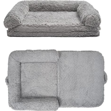 Cama para perros para humanos, soporte ortopédico, fácil de limpiar, rectangular gris oscuro. (1/2)