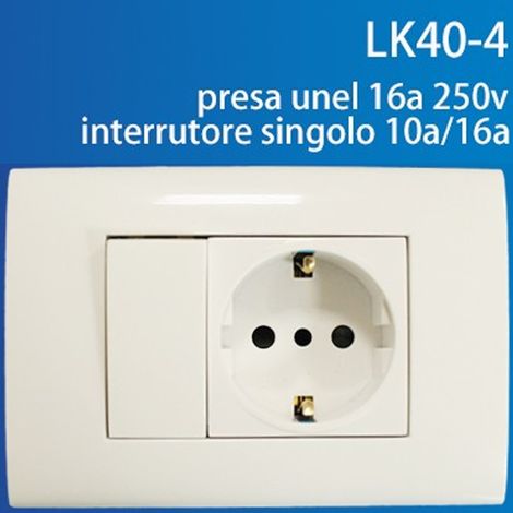Trade Shop - Placa Placa 2 Plazas Completa 1 Interruptor Enchufe Shuko Empotrar 503 -