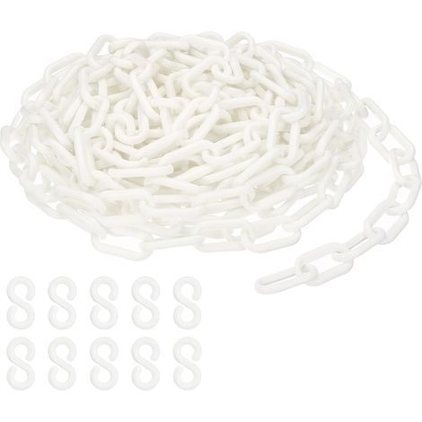 Catena a maglie in plastica bianca, 700 cm, 6 mm, per barriere, parcheggi, recinzioni, cancelli e decorazioni. (1/5)
