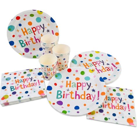 Colorful Polka Dot Party Tableware 60 Pieces 20 Guests (1/5)