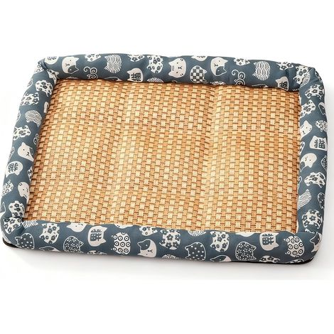 Tapis rafraîchissant en rotin imprimé de Dessins animés pour Chiens et Chats, lit d'été Double Face avec Rebord surélevé, Respirant et imperméable, résistant à l'usure, 5 Tailles S à XXL (1/5)