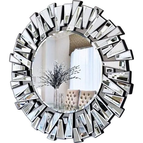 Miroir mural, design Art Déco, cadre biseauté (1/5)