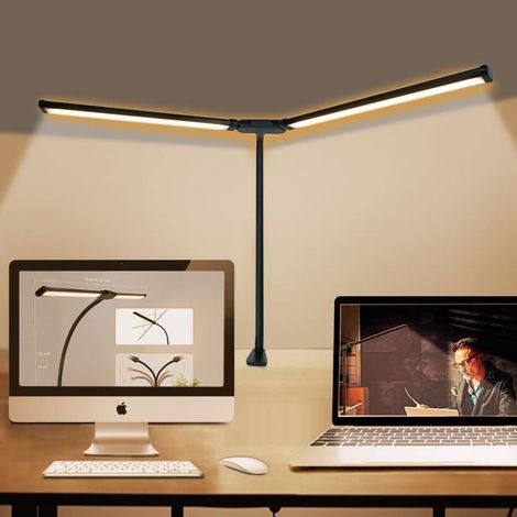 Lampe de Bureau LED Puissante, 61cm Lampe de Table , avec Pince et Capteur de Lumière,10 Luminosité, 3 Températures de Couleur,