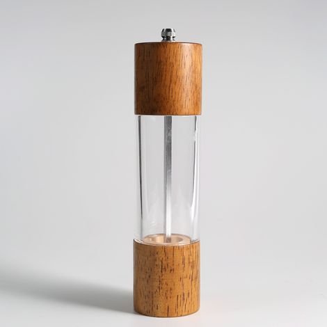Moulin à poivre en bois, moulin à café manuel (emballage bulle bronze de 20 cm) (1/5)
