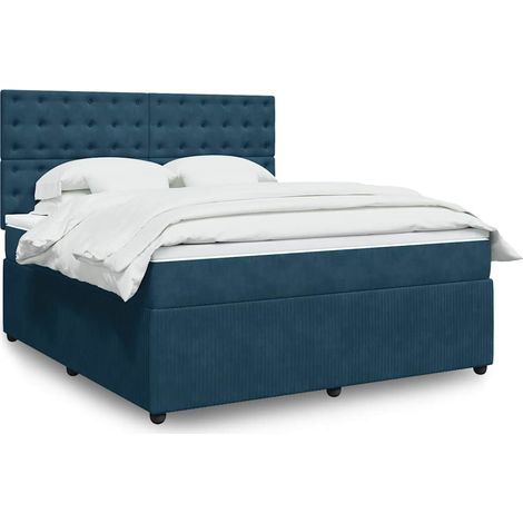 Boxspringbett mit Matratze Dunkelblau 180x200 cm Samt (1/5)