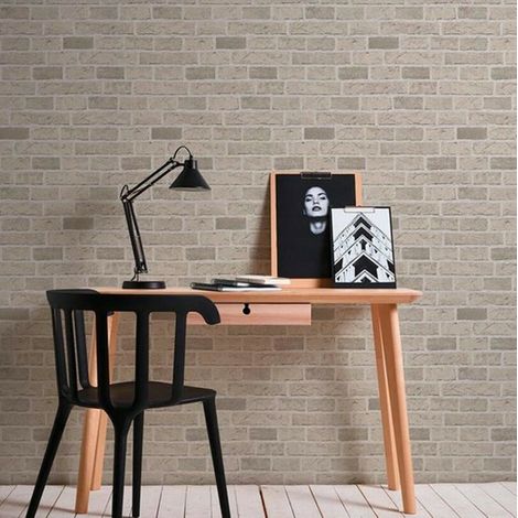 Rustic Realistic Grey Brick Slate Stone Effect Textured Embossed Vinyl Wallpaper (1/2)