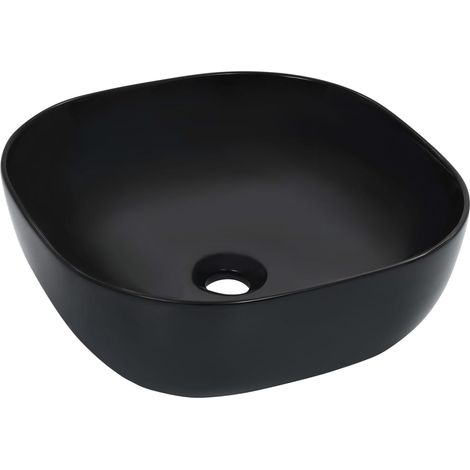 Lavabo sobre encimera para interior de baño aseo cabina de aseo 42,5 x 42,5 cm cerámica negra 020002627