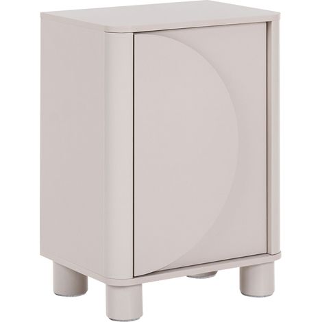 Bedside Table Beige Engineered Wood Modern Nightstand Push to Open 2 Shelves TOMINGLEY (1/5)