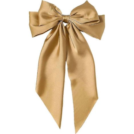 Pince à cheveux décorative en ruban, en satin, avec nœud papillon, antidérapante.-Champagne (1/5)