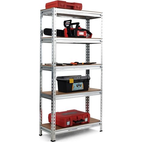 COSTWAY Scaffalature Metalliche a 5 Livelli, Scaffale per Garage Resistente con Ripiani Regolabili, Unità di Scaffalature Combinazioni Libere, 75x30x150 cm, Carico 500kg (1/5)