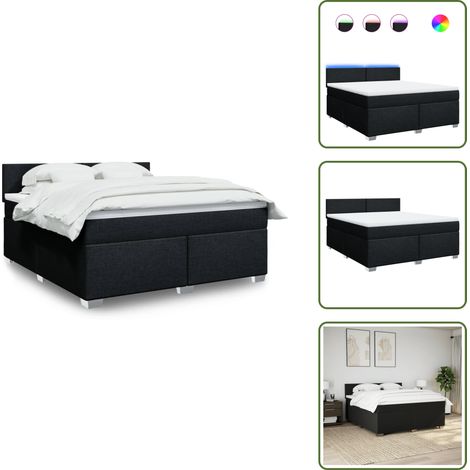 vidaXL Sommier à lattes de lit avec matelas Noir 180x200 cm Tissu (1/5)
