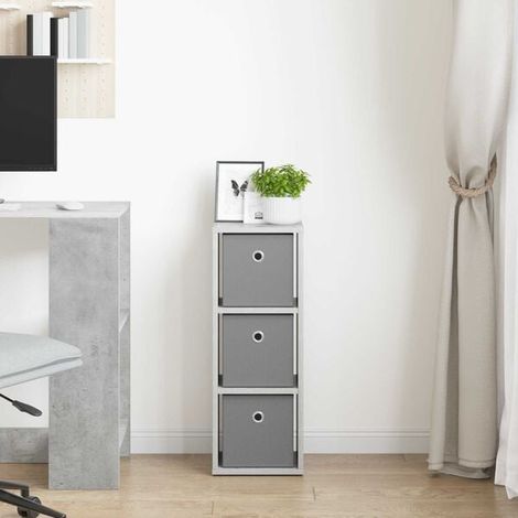 Meuble d'appoint avec Tiroirs, Gris Béton, 25,5 x 22 x 69,5 cm, Rangement Compact pour Salon, Entrée ou Chambre (1/5)