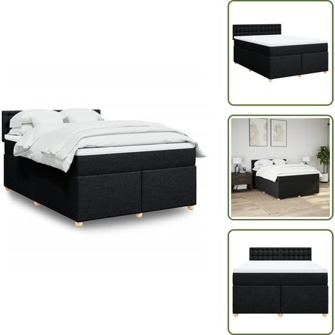 Boxspringbett mit Matratze Schwarz 140x190 cm Stoff - Boxspringbett - Boxspringbetten - Bett - Schlafzimmermöbel (1/5)