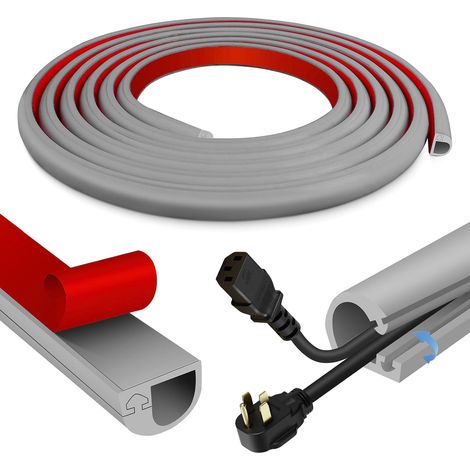 Goulotte Passe Cable Mural Cache Cable TV Mural adhésive Cache Fil Electrique Flexible Passe Fil en Silicone goulotte Electrique (Gris, 14mm×10mm×3m) (1/5)