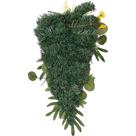 Frühlings-Zitronenkranz, künstlicher Zitronen-Tropfenkranz mit Pfingstrosenblüten, grünen Blättern, dekorativer Fruchtkranz (1/5)