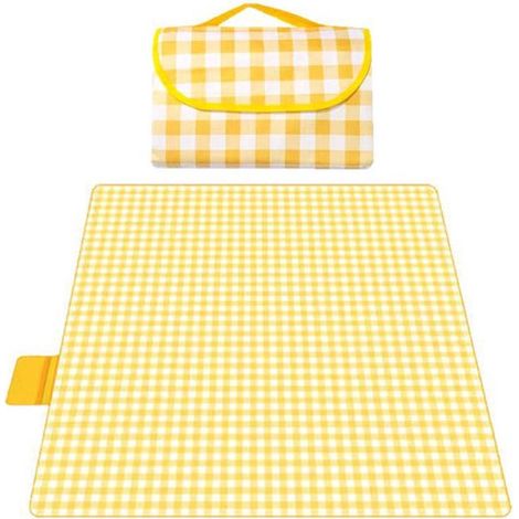 Coperta da picnic, telo da spiaggia, coperta da picnic extra large, motivo a quadri, resistente all'acqua e all'umidità, pieghevole, 200 x 300 cm, per campeggio, escursionismo, (1/5)