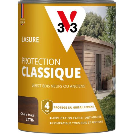 Lasure Protection Classique V33 CHÊNE FONCE  Satin -0,75L