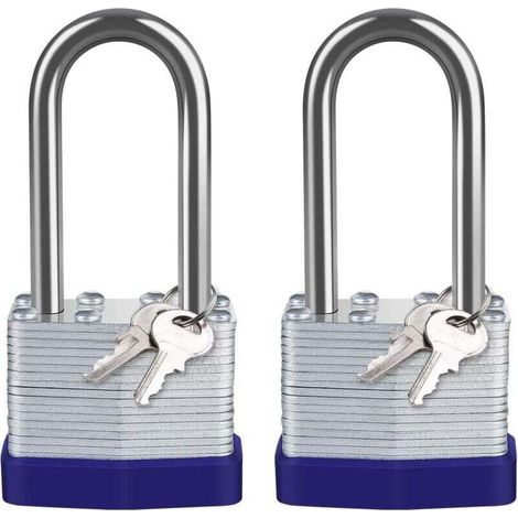 40 mm Walzstahl-Vorhängeschloss für den Außenbereich, 2er-Packung, hochsichere, wasserdichte Vorhängeschlösser, langer Stahlbügel