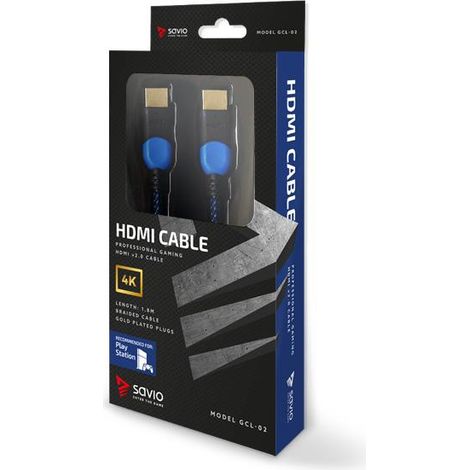 Cable HDMI GCL-02 de 1,8 m, versión 2.0, trenzado azul (1/2)